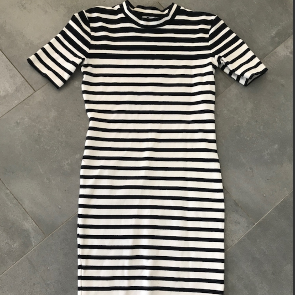 T Alexander Wang Stripped Dress Black and White XS